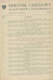 Dziennik Urzędowy Województwa Radomskiego. 1984, nr 2 (9 lipca)