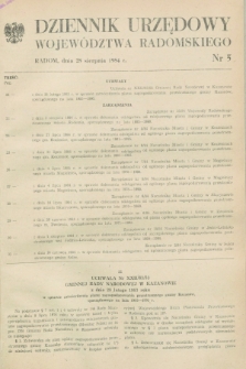 Dziennik Urzędowy Województwa Radomskiego. 1984, nr 5 (28 sierpnia)