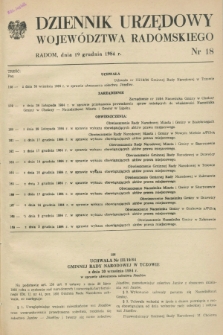 Dziennik Urzędowy Województwa Radomskiego. 1984, nr 18 (19 grudnia)