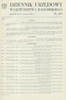 Dziennik Urzędowy Województwa Radomskiego. 1984, nr 23 (27 grudnia)