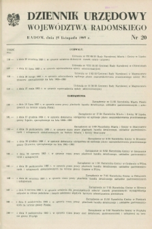 Dziennik Urzędowy Województwa Radomskiego. 1985, nr 20 (25 listopada)