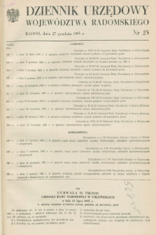 Dziennik Urzędowy Województwa Radomskiego. 1985, nr 23 (27 grudnia)