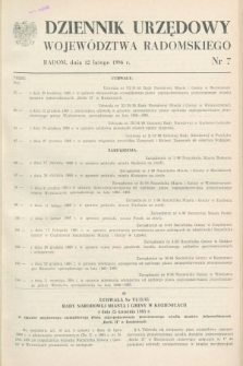 Dziennik Urzędowy Województwa Radomskiego. 1986, nr 7 (12 lutego)