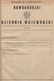 Nowogródzki Dziennik Wojewódzki. 1935, nr 23