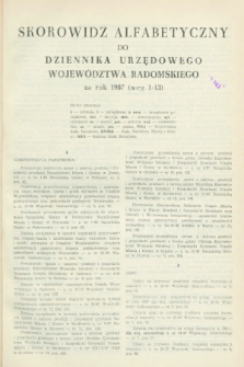 Dziennik Urzędowy Województwa Radomskiego. 1987, Skorowidz alfabetyczny