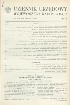 Dziennik Urzędowy Województwa Radomskiego. 1987, nr 3 (9 kwietnia)