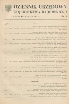 Dziennik Urzędowy Województwa Radomskiego. 1987, nr 8 (4 sierpnia)