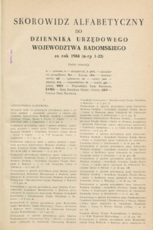 Dziennik Urzędowy Województwa Radomskiego. 1988, Skorowidz alfabetyczny