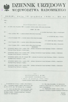Dziennik Urzędowy Województwa Radomskiego. 1990, nr 40 (18 grudnia)