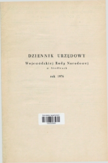 Dziennik Urzędowy Wojewódzkiej Rady Narodowej w Siedlcach. 1976, Skorowidz alfabetyczny