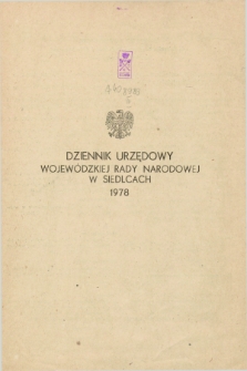 Dziennik Urzędowy Wojewódzkiej Rady Narodowej w Siedlcach. 1978, Skorowidz alfabetyczny