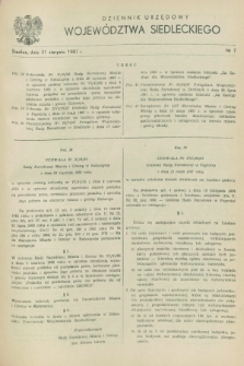 Dziennik Urzędowy Województwa Siedleckiego. 1987, nr 7 (31 sierpnia)