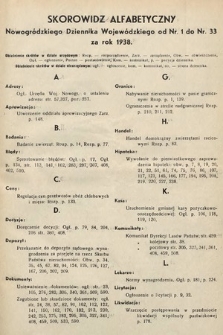 Nowogródzki Dziennik Wojewódzki. 1938, skorowidz alfabetyczny