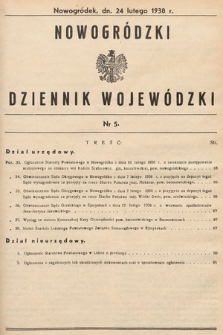 Nowogródzki Dziennik Wojewódzki. 1938, nr 5