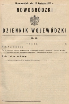 Nowogródzki Dziennik Wojewódzki. 1938, nr 12