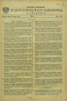 Dziennik Urzędowy Wojewódzkiej Rady Narodowej w Poznaniu. 1971, nr 1 (9 lutego)