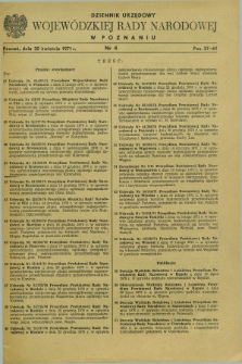 Dziennik Urzędowy Wojewódzkiej Rady Narodowej w Poznaniu. 1971, nr 4 (20 kwietnia)