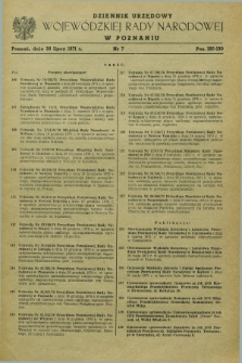Dziennik Urzędowy Wojewódzkiej Rady Narodowej w Poznaniu. 1971, nr 7 (30 lipca)