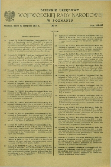 Dziennik Urzędowy Wojewódzkiej Rady Narodowej w Poznaniu. 1971, nr 9 (30 sierpnia)