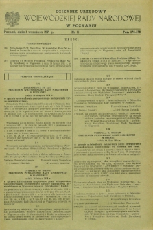 Dziennik Urzędowy Wojewódzkiej Rady Narodowej w Poznaniu. 1971, nr 11 (1 września)