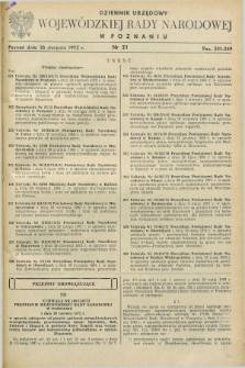 Dziennik Urzędowy Wojewódzkiej Rady Narodowej w Poznaniu. 1972, nr 21 (26 sierpnia)