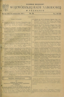 Dziennik Urzędowy Wojewódzkiej Rady Narodowej w Poznaniu. 1972, nr 26 (16 października)