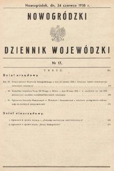 Nowogródzki Dziennik Wojewódzki. 1938, nr 17