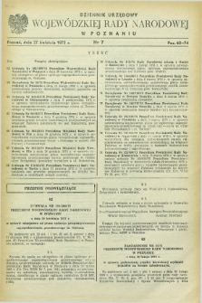 Dziennik Urzędowy Wojewódzkiej Rady Narodowej w Poznaniu. 1973, nr 7 (27 kwietnia)
