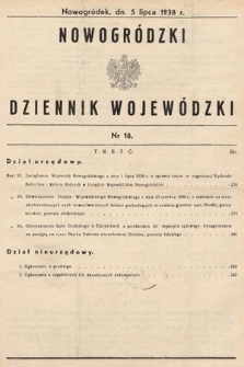 Nowogródzki Dziennik Wojewódzki. 1938, nr 18