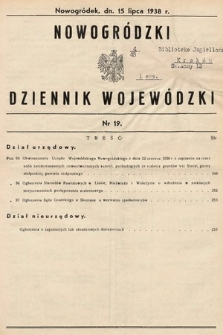 Nowogródzki Dziennik Wojewódzki. 1938, nr 19