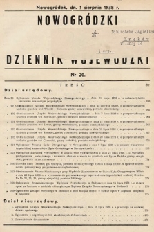 Nowogródzki Dziennik Wojewódzki. 1938, nr 20