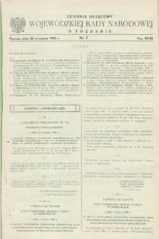 Dziennik Urzędowy Wojewódzkiej Rady Narodowej w Poznaniu. 1982, nr 7 (30 września)