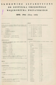 Dziennik Urzędowy Województwa Poznańskiego. 1985, Skorowidz alfabetyczny