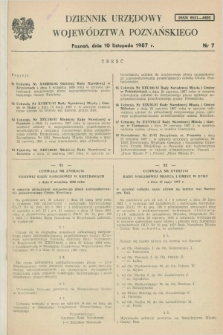 Dziennik Urzędowy Województwa Poznańskiego. 1987, nr 7 (10 listopada)