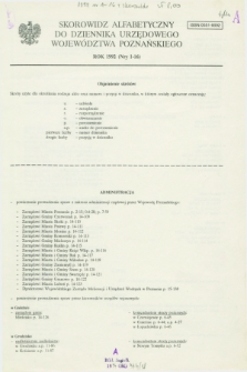 Dziennik Urzędowy Województwa Poznańskiego. 1992, Skorowidz alfabetyczny