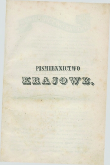 Piśmiennictwo Krajowe. 1841, Ner 1 ([1 stycznia])