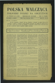 Polska Walcząca - Żołnierz Polski na Obczyźnie = La Pologne en Lutte : hebdomadaire militaire. R.2, nr 11 (21 kwietnia 1940)