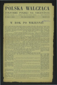 Polska Walcząca - Żołnierz Polski na Obczyźnie = Fighting Poland : weekly for the Polish Forces. R.2, nr 29 (28 września 1940)