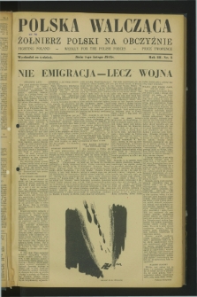 Polska Walcząca - Żołnierz Polski na Obczyźnie = Fighting Poland : weekly for the Polish Forces. R.3, nr 5 (1 lutego 1941)