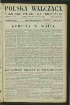Polska Walcząca - Żołnierz Polski na Obczyźnie = Fighting Poland : weekly for the Polish Forces. R.5, nr 8 (27 lutego 1943)