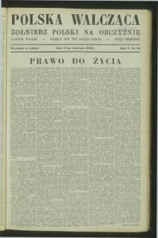 Polska Walcząca - Żołnierz Polski na Obczyźnie = Fighting Poland : weekly for the Polish Forces. R.5, nr 15 (17 kwietnia 1943)