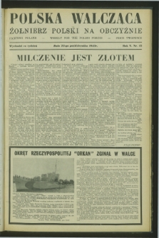 Polska Walcząca - Żołnierz Polski na Obczyźnie = Fighting Poland : weekly for the Polish Forces. R.5, nr 42 (23 października 1943)