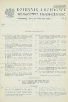 Dziennik Urzędowy Województwa Tarnobrzeskiego. 1986, nr 8 (18 listopada)