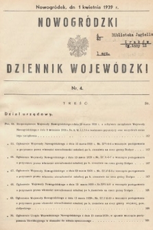 Nowogródzki Dziennik Wojewódzki. 1939, nr 4