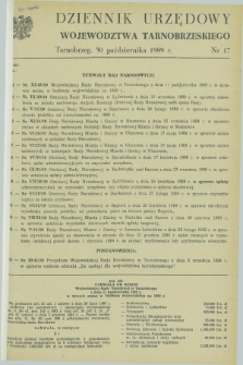 Dziennik Urzędowy Województwa Tarnobrzeskiego. 1989, nr 17 (30 października)