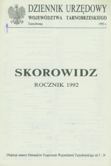 Dziennik Urzędowy Województwa Tarnobrzeskiego. 1992, Skorowidz