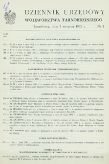 Dziennik Urzędowy Województwa Tarnobrzeskiego. 1992, nr 7 (5 sierpnia)