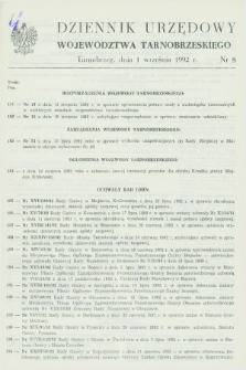 Dziennik Urzędowy Województwa Tarnobrzeskiego. 1992, nr 8 (1 września)