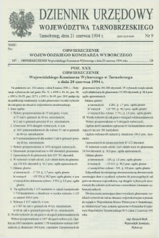 Dziennik Urzędowy Województwa Tarnobrzeskiego. 1994, nr 9 (21 czerwca)