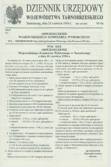 Dziennik Urzędowy Województwa Tarnobrzeskiego. 1994, nr 9a (21 czerwca)